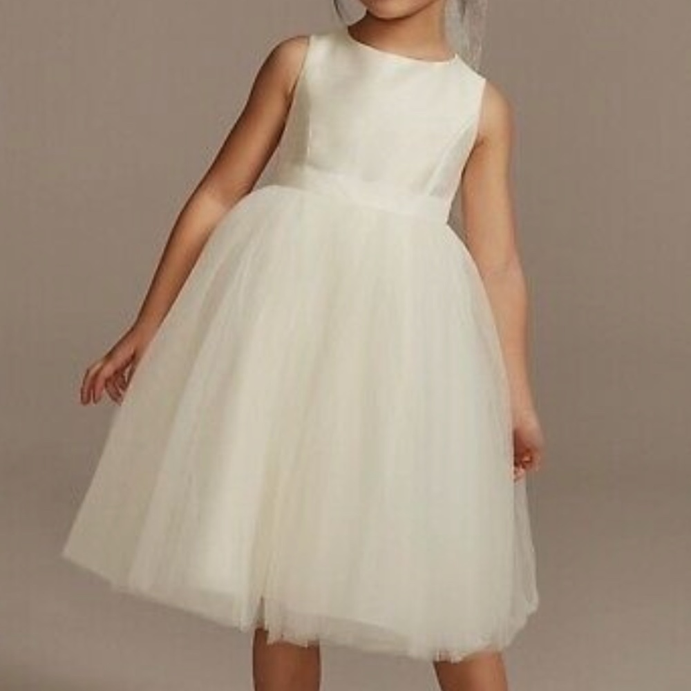 White Flower girl dress with tulle